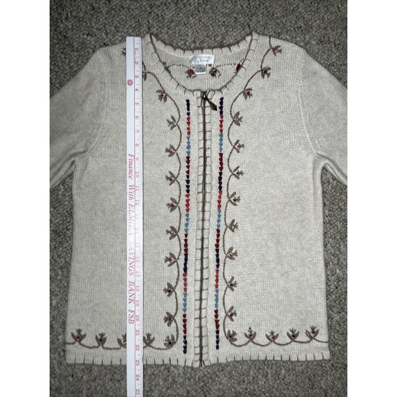 Christopher & Banks Full Zip Up Cardigan Sweater Knitted Oatmeal Size Medium - Picture 6 of 16